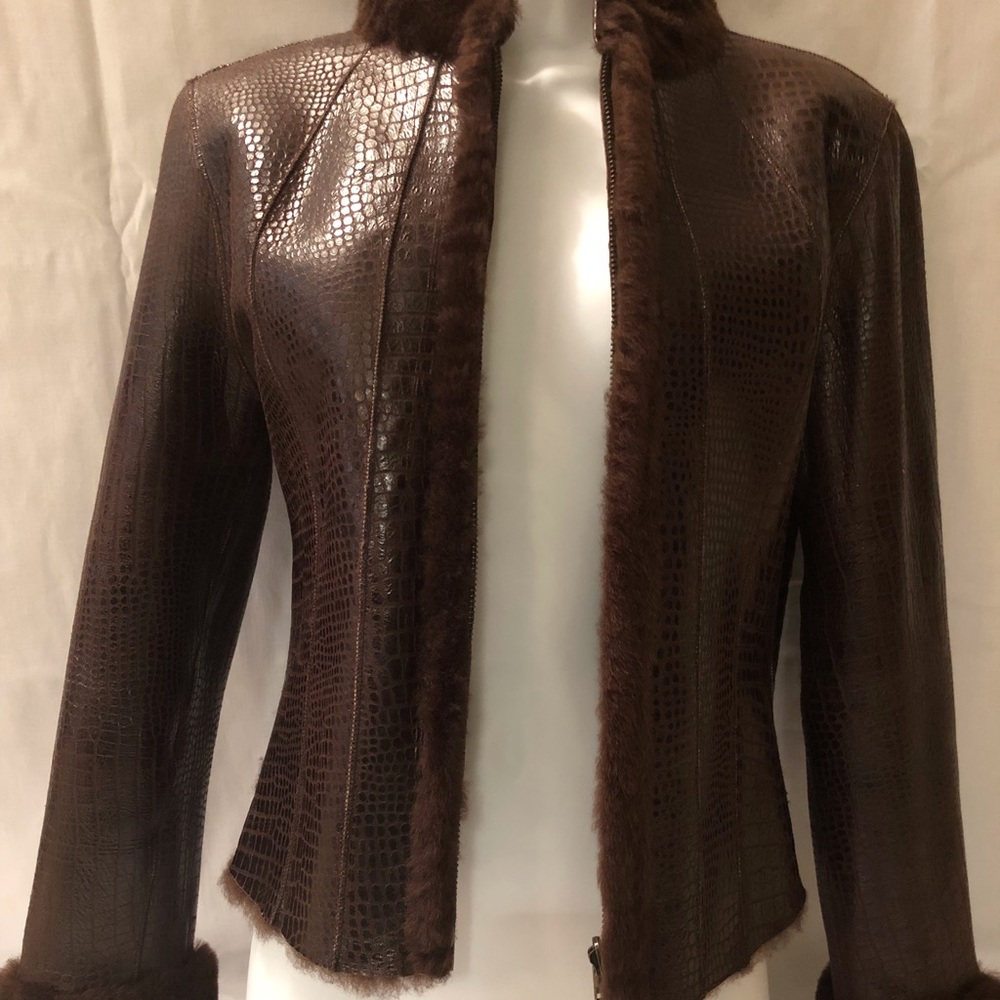 Leather Shearling Reversible Jacket Sz Small